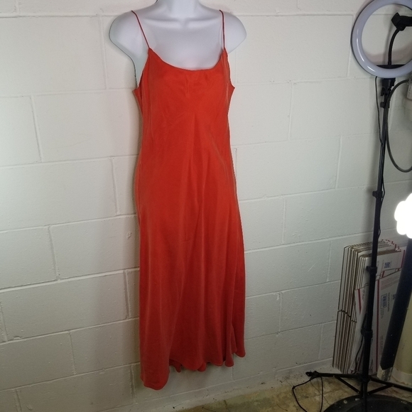 J. CREW Gwyneth cupro blend long slip dress wildfire orange - Picture 10 of 13